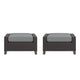Kyl Outdoor Ottoman Set of 2, 29 Inch Gray Cushioned Top w Woven Frame