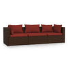 Faye 3pc Outdoor Modular Sectional Sofa Set 3 Cushions Red Brown BM326236