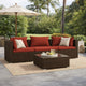 Faye 3pc Outdoor Modular Sectional Sofa Set, 3 Cushions, Red Brown