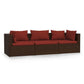 Faye 3pc Outdoor Modular Sectional Sofa Set, 3 Cushions, Red Brown