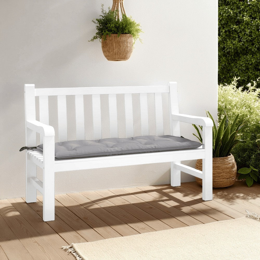 Claire Outdoor Cushion for Bench, Tufted Gray Oxford Fabric, 47"