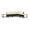 Reno 6pc Outdoor Modular Sofa Set, Footstool, Ivory, Black Rattan