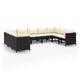 Reno 9pc Outdoor Modular Corner Sofa Set Ivory Cushions Black Rattan BM326239