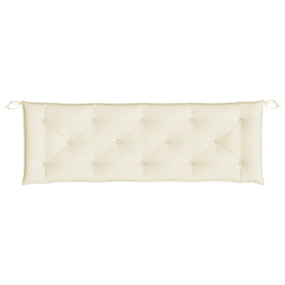 Claire Outdoor Cushion for Bench, Tufted White Oxford Fabric, 59"