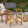 Outdoor Foldable Accent Chair, Dark Gray Fabric, Solid Acacia Frame