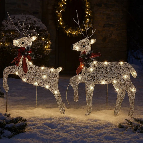 Edy Outdoor Christmas  Decoration Set of 2, 40 Gold LEDs White