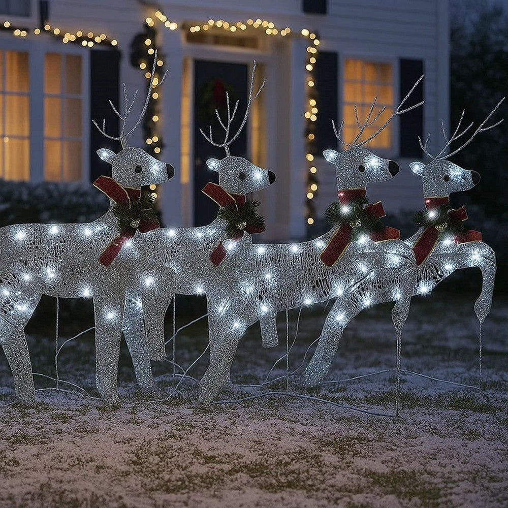 Garden 4pc Outdoor  Christmas Decoration, 80 Cool White LEDs