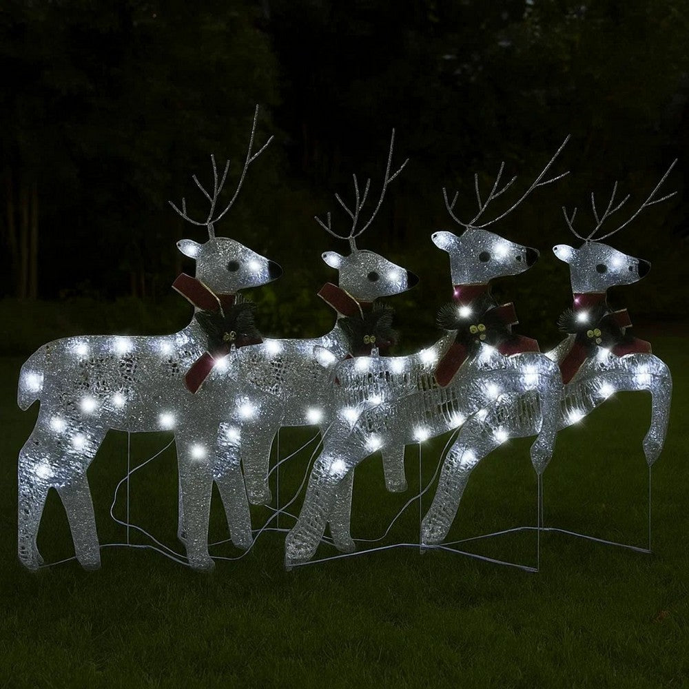 Garden 4pc Outdoor  Christmas Decoration, 80 Cool White LEDs
