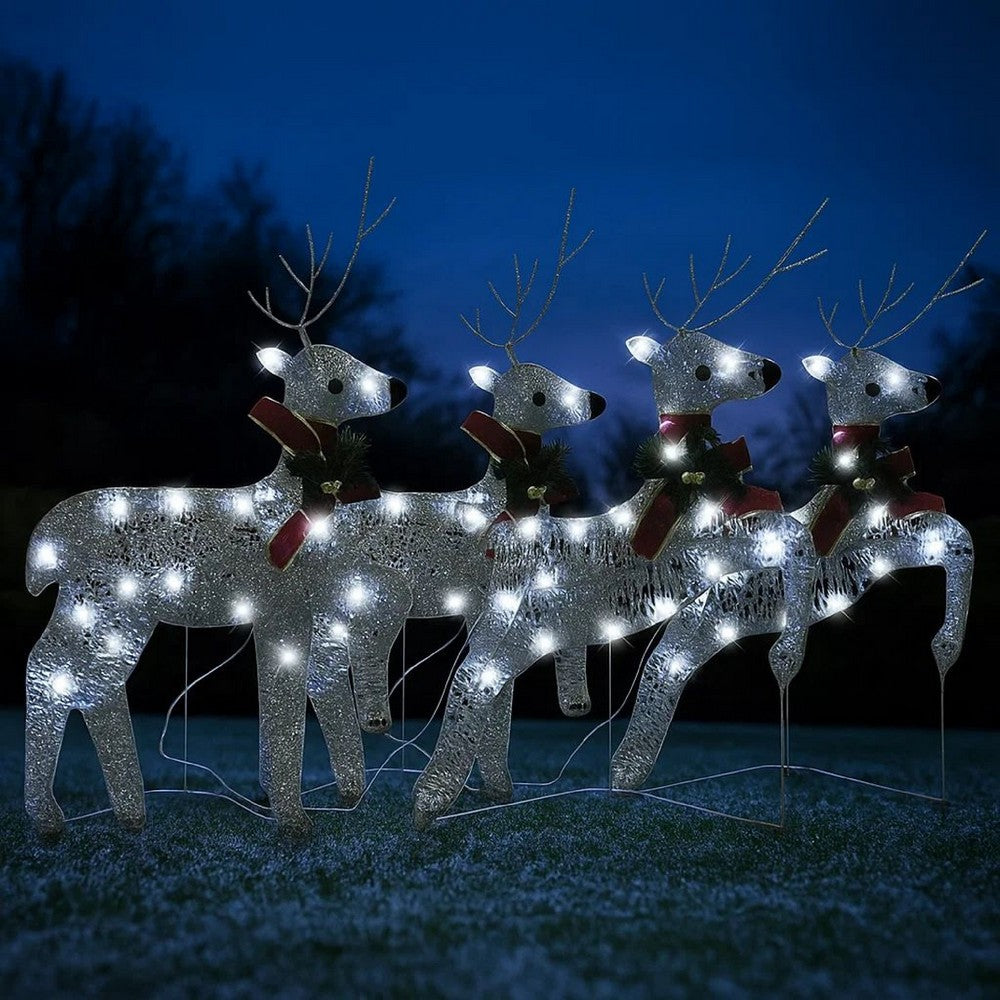 Garden 4pc Outdoor  Christmas Decoration, 80 Cool White LEDs