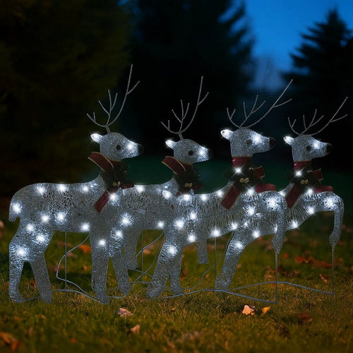 Garden 4pc Outdoor Christmas Decoration, 80 Cool White LEDs