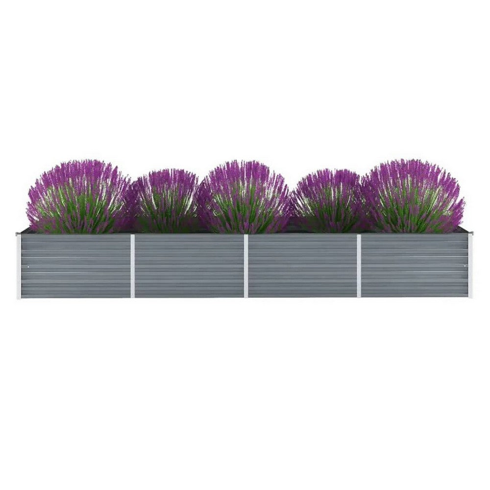 Raised Garden Flower Bed, 32 x 126 Galvanized Steel Gray, Rectangular