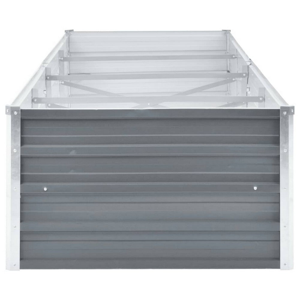 Raised Garden Flower Bed, 32 x 126 Galvanized Steel Gray, Rectangular