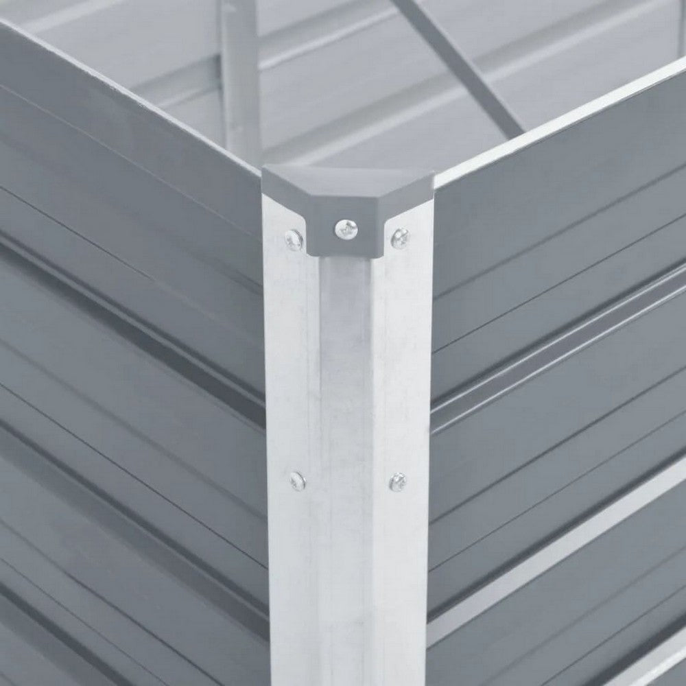 Raised Garden Flower Bed, 32 x 126 Galvanized Steel Gray, Rectangular