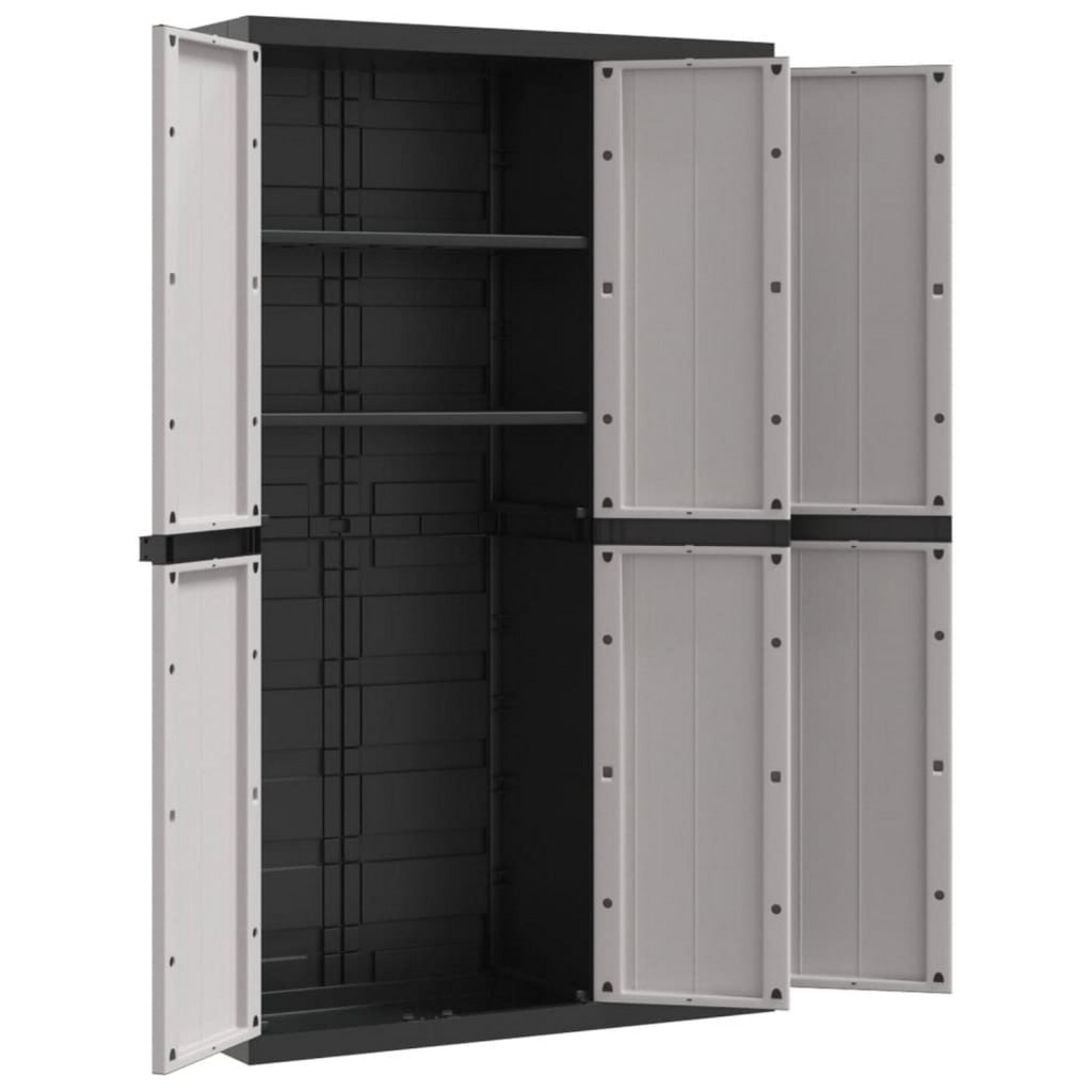 Kion Outdoor Storage Cabinet w 3 Doors, Shelves, 38" Gray, Black