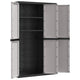 Kion Outdoor Storage Cabinet w 3 Doors, Shelves, 38" Gray, Black