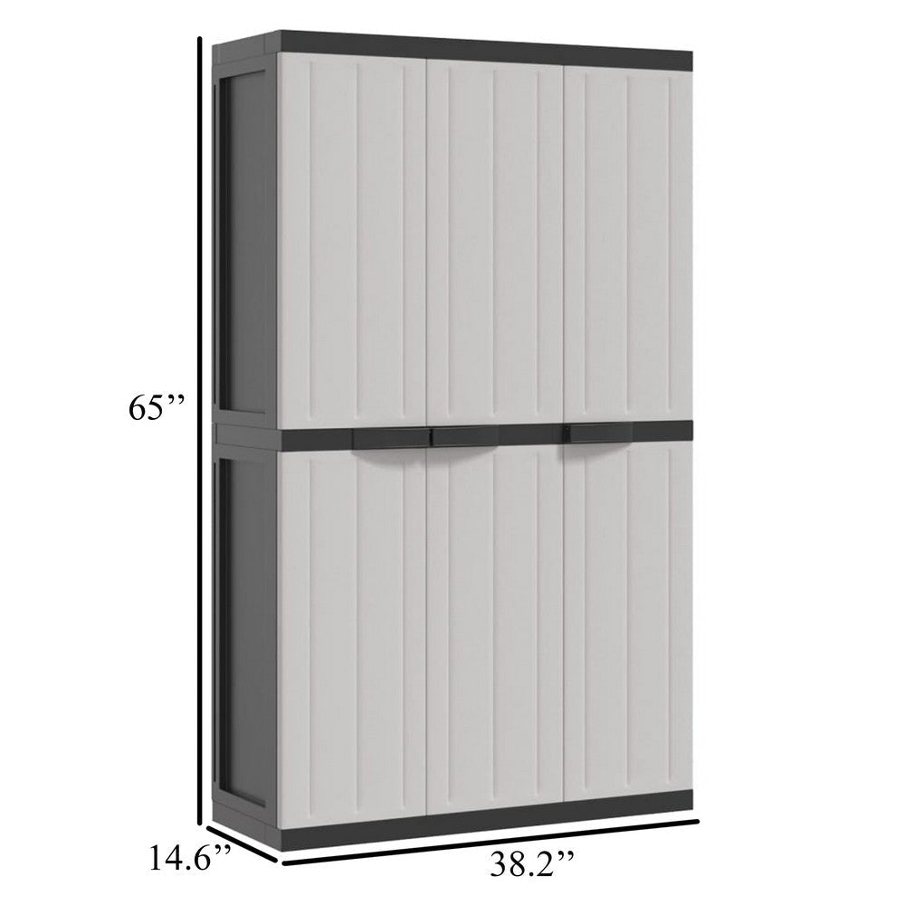 Kion Outdoor Storage Cabinet w 3 Doors Shelves 38’’ Gray Black BM326247