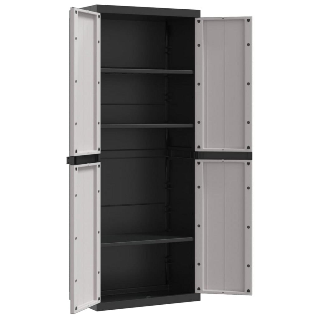 Kion Outdoor Storage Cabinet w 2 Doors, Shelves, 26" Gray Black