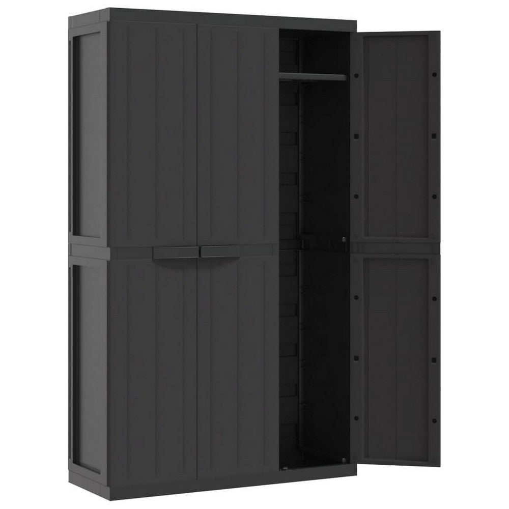 Kion Outdoor Storage Cabinet w 2 Doors, Shelves, 38" Classic Black