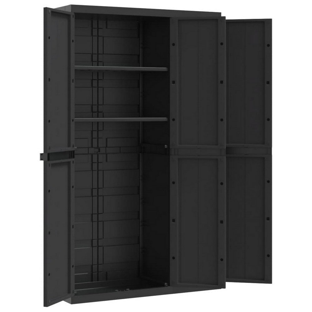 Kion Outdoor Storage Cabinet w 2 Doors Shelves 38’’ Classic Black BM326249