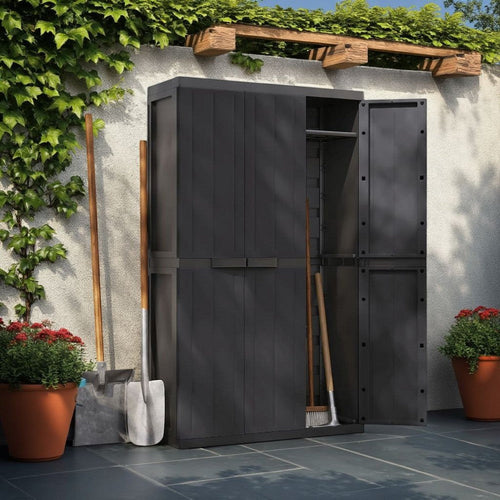 Kion Outdoor Storage Cabinet w 2 Doors, Shelves, 38" Classic Black