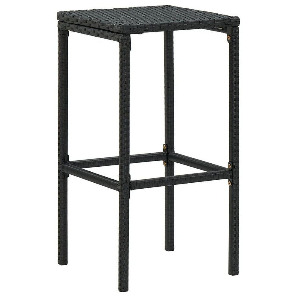 Outdoor Barstool Set of 4, Cream White Cushion, Black Poly Rattan
