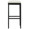 Outdoor Barstool Set of 4, Cream White Cushion, Black Poly Rattan