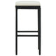 Outdoor Barstool Set of 4, Cream White Cushion, Black Poly Rattan