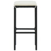 Outdoor Barstool Set of 4, Cream White Cushion, Black Poly Rattan
