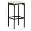 Outdoor Barstool Set of 4, Cream White Cushion, Black Poly Rattan