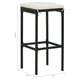 Outdoor Barstool Set of 4, Cream White Cushion, Black Poly Rattan