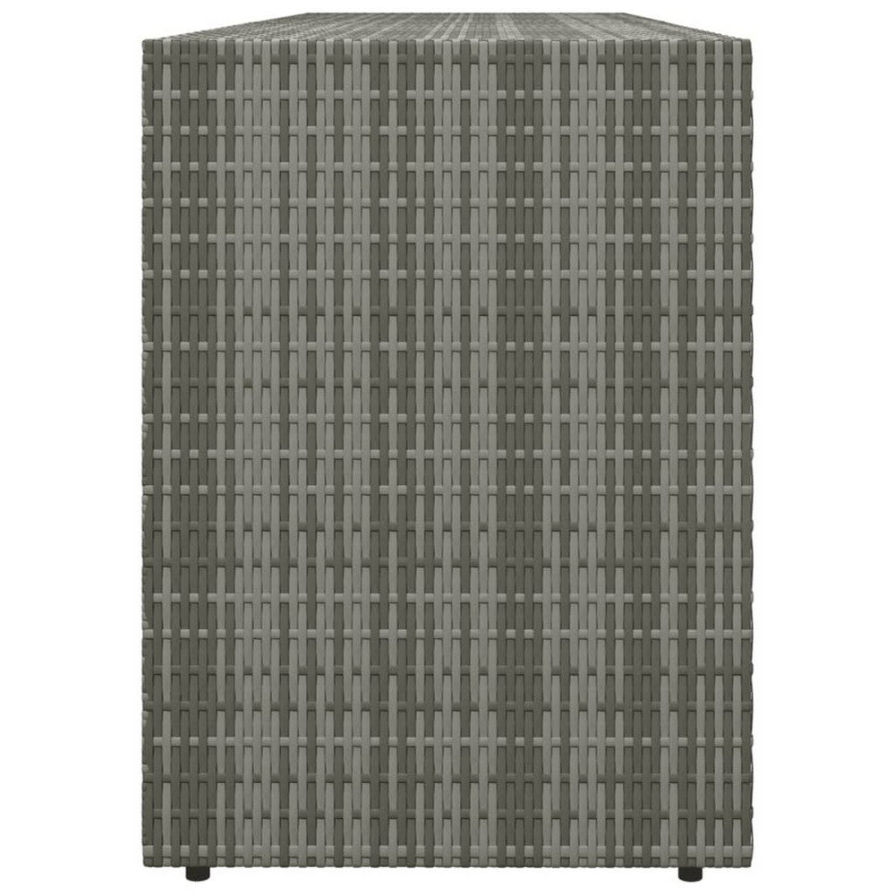 Outdoor Storage Cabinet, 78" Gray Poly Rattan and Brown Solid Wood