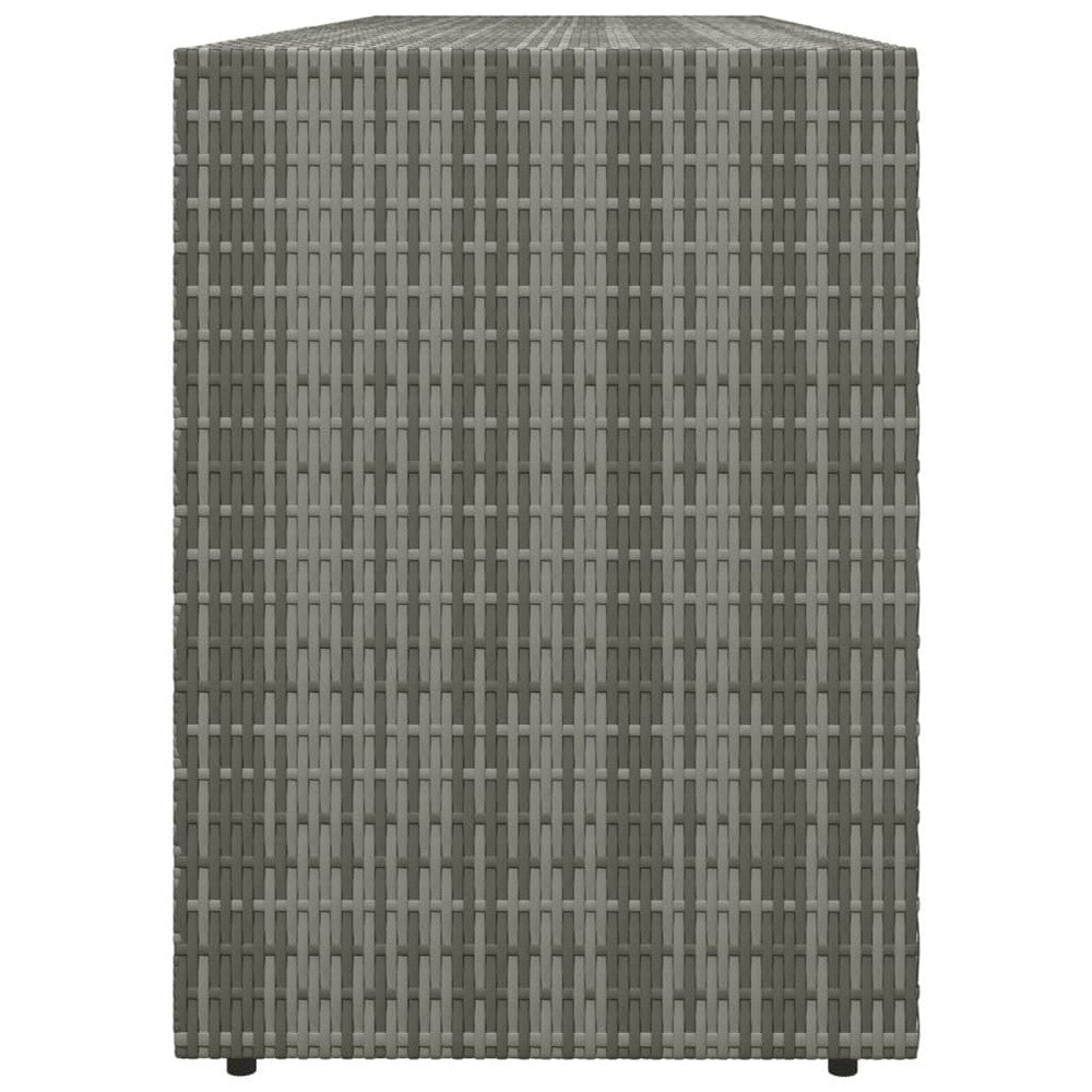 Outdoor Storage Cabinet 78’’ Gray Poly Rattan and Brown Solid Wood BM326255