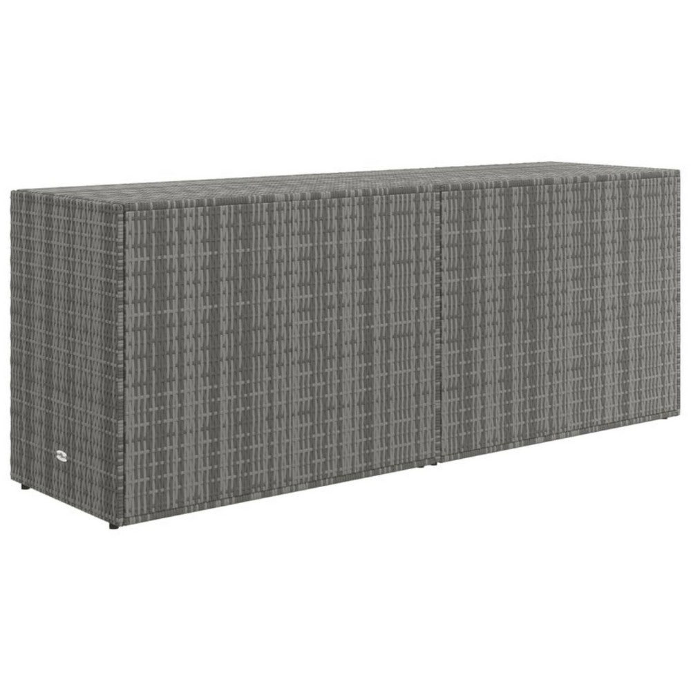 Outdoor Storage Cabinet, 78" Gray Poly Rattan and Brown Solid Wood