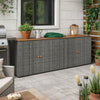 Outdoor Storage Cabinet, 78" Gray Poly Rattan and Brown Solid Wood