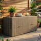 Outdoor Storage Cabinet, 78" Gray Poly Rattan and Brown Solid Wood