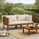 Luna 2pc Modular Outdoor Sofa, Cream 27" Slatted Solid Acacia Wood