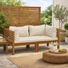 Luna 2pc Modular Outdoor Sofa, Cream 27" Slatted Solid Acacia Wood