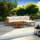 Luna 5pc Modular Outdoor L Sofa and Acacia Wood Coffee Table, Cream