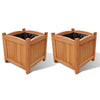 Outdoor Planter Set of 2 12 Inch Square Natural Brown Solid Wood BM326265