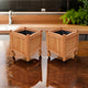 Outdoor Planter Set of 2, 12 Inch Square Natural Brown Solid Wood
