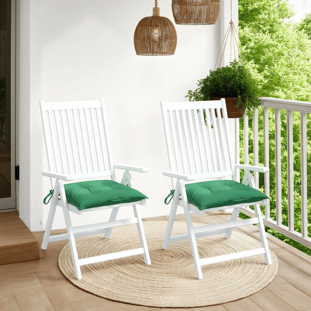 Kia Outdoor Cushions for Set of 2, Tufted Green Oxford Fabric