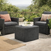 Outdoor Side End Table, 21" Square Rattan Design, Anthracite Gray