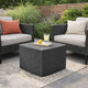 Outdoor Side End Table, 21" Square Rattan Design, Anthracite Gray