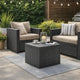 Outdoor Side End Table, 21" Square Rattan Design, Anthracite Gray