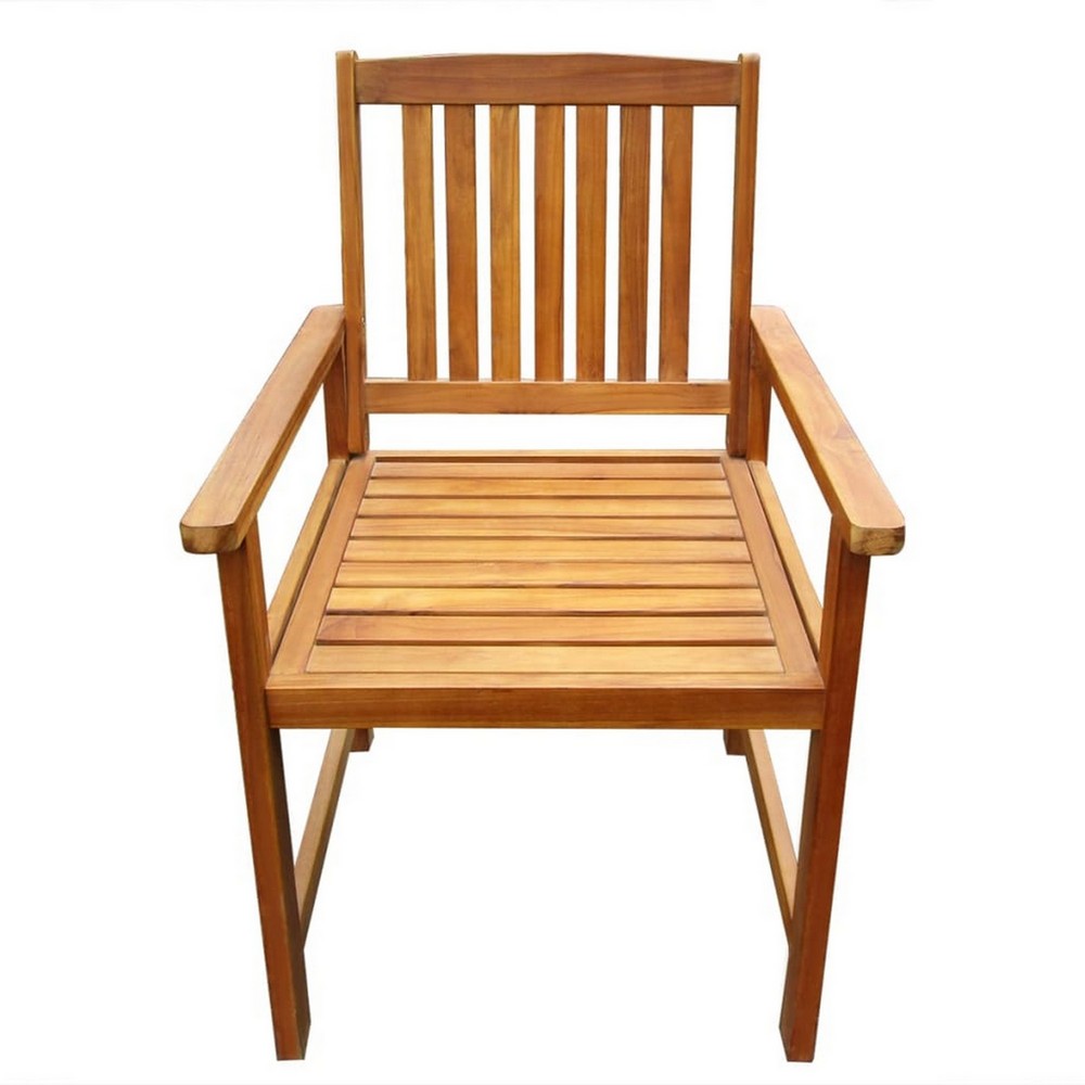 Dusk Outdoor Accent Set of 2, Slatted Natural Brown Acacia Wood