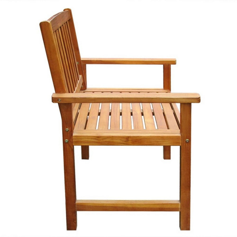 Dusk Outdoor Accent Set of 2, Slatted Natural Brown Acacia Wood