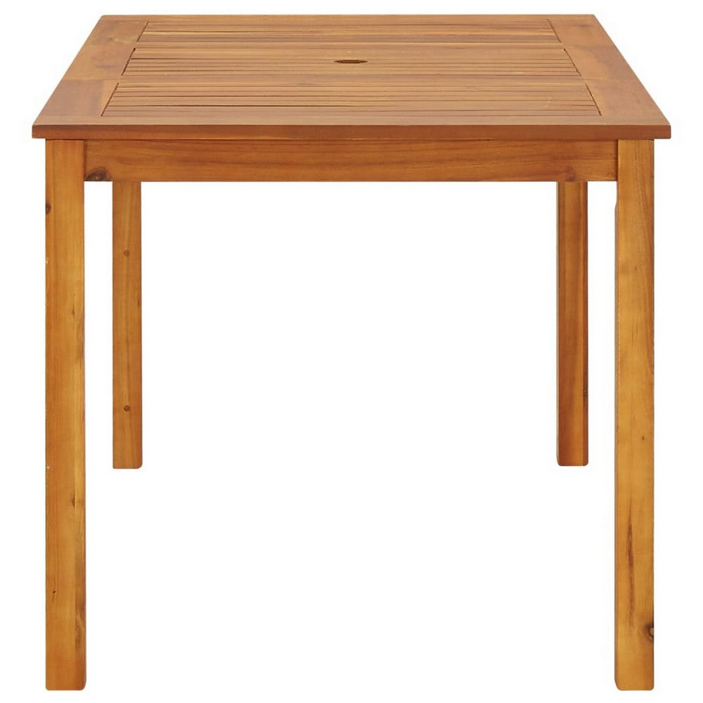 Outdoor Dining Table, 55" Rectangular Top, Natural Brown Acacia Wood