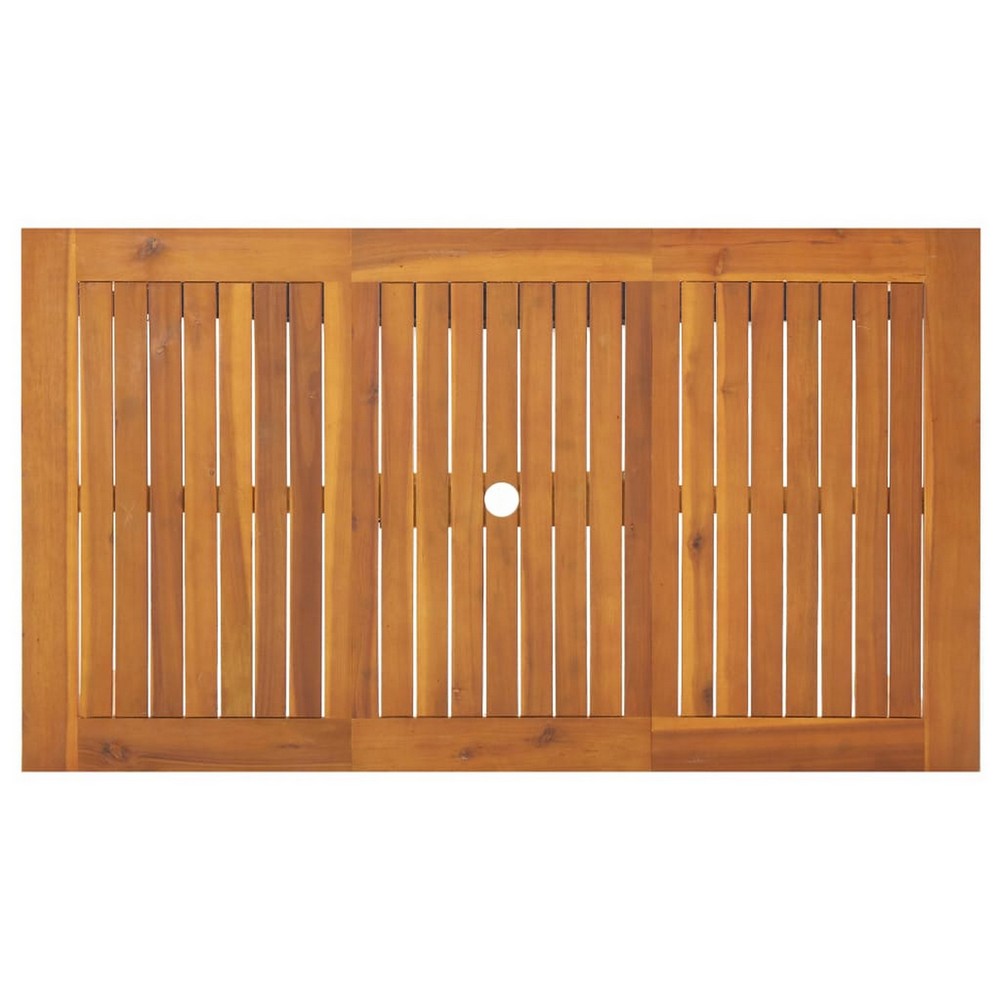 Outdoor Dining Table, 55" Rectangular Top, Natural Brown Acacia Wood
