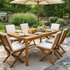 Outdoor Dining Table, 55" Rectangular Top, Natural Brown Acacia Wood