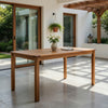 Outdoor Dining Table, 55" Rectangular Top, Natural Brown Acacia Wood